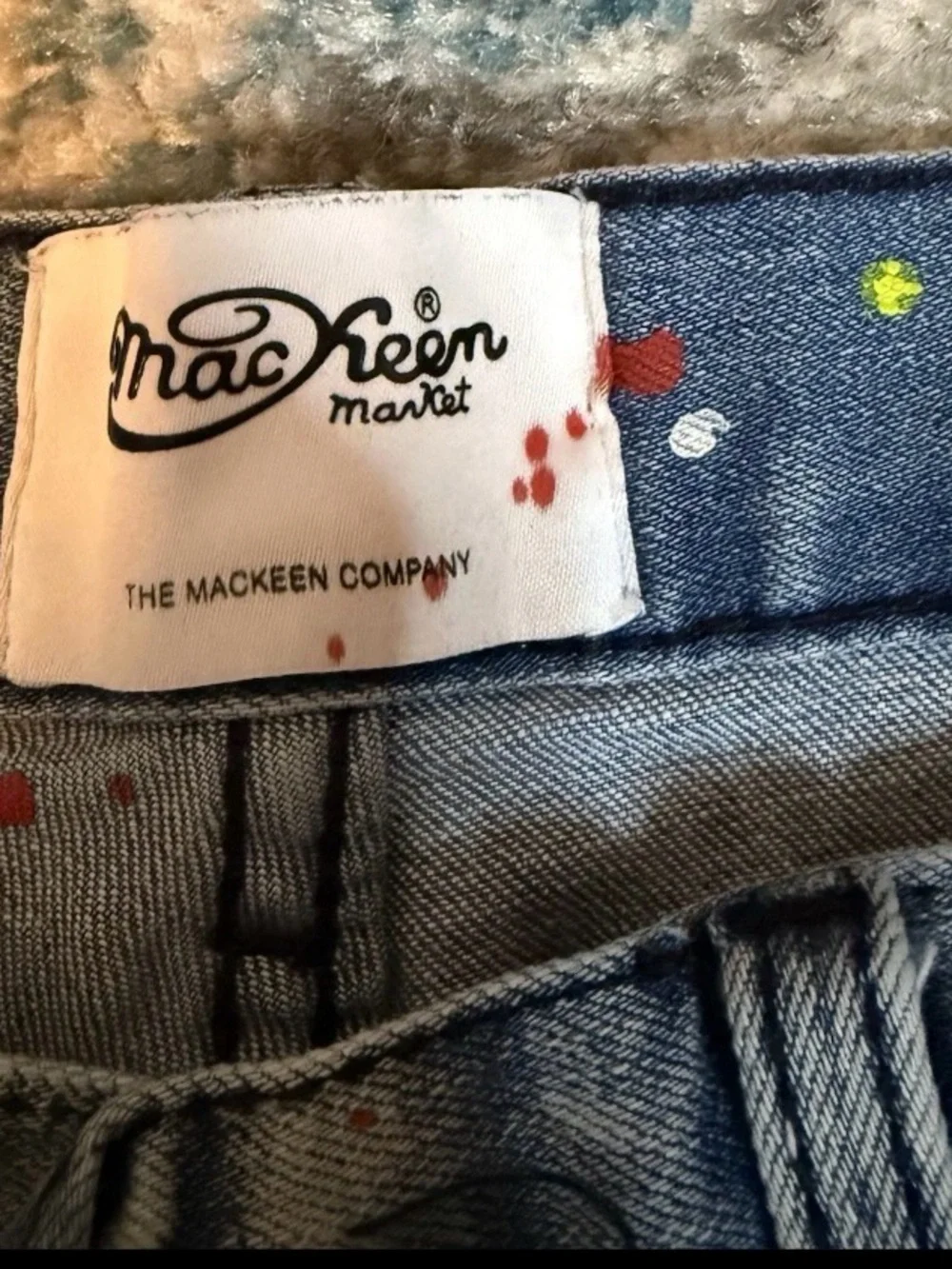 MacKeen Market Hale Jeans Mens 30 Paint Splatter Distressed Skinny Moto Zippers